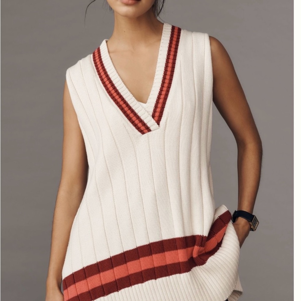 Anthropologie Maeve Sporty V-Neck Sweater Vest NWT